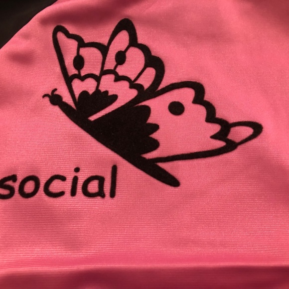 “Social Butterfly” pink & brown 90s zip up top (Bluenotes) - Picture 5 of 5